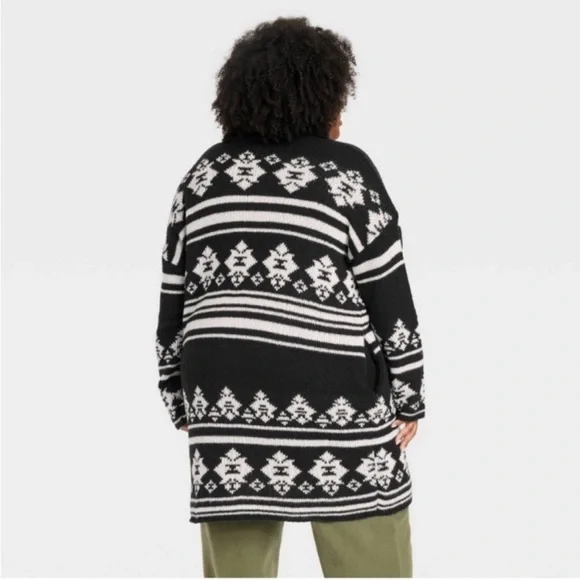 Knox Rose Argyle Style Open Front Cardigan - Picture 4 of 10